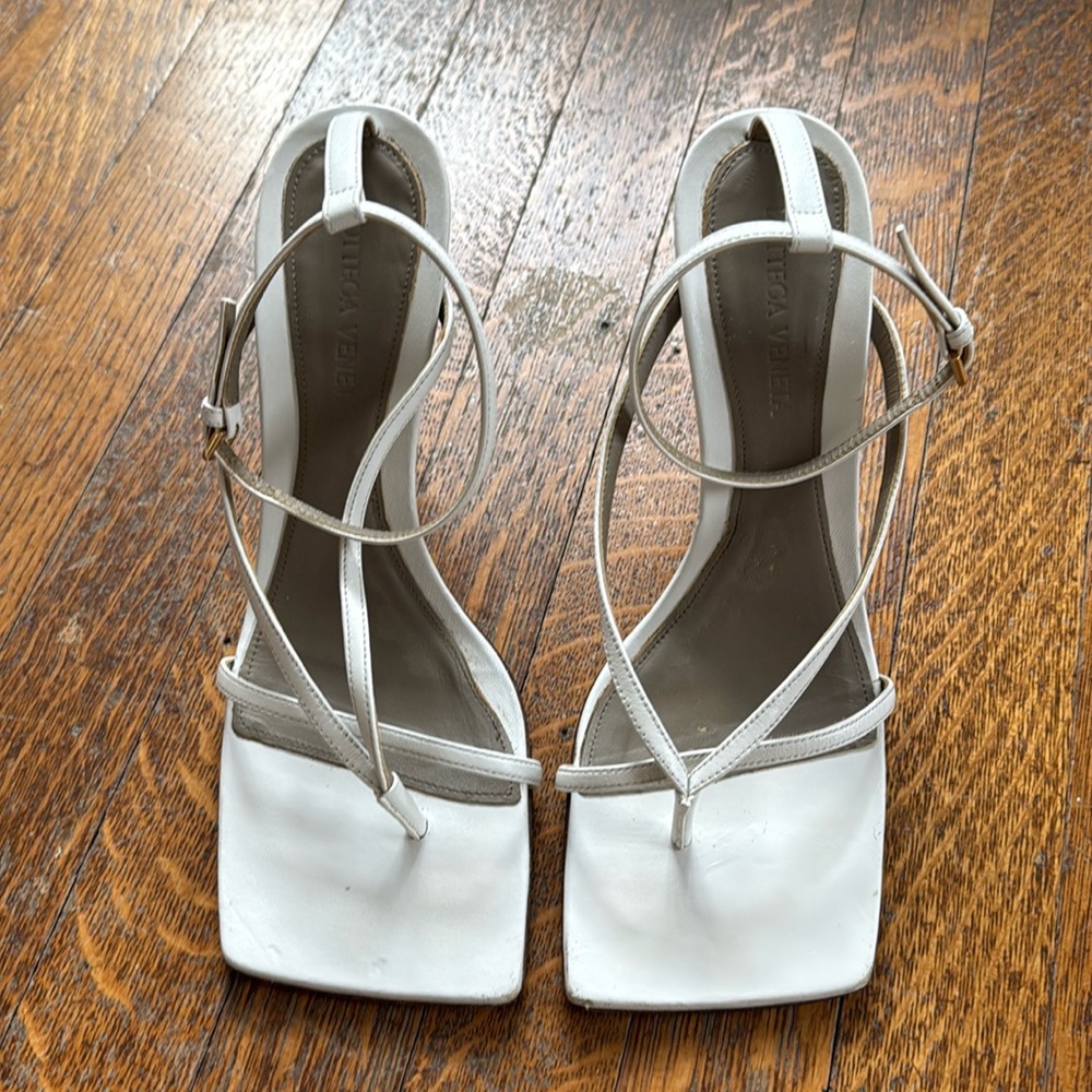 Bottega Veneta White Leather Strappy Sandals